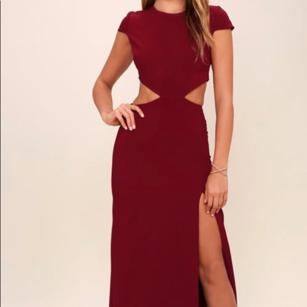 Conversation Piece Wine Red Backless Maxi Dress